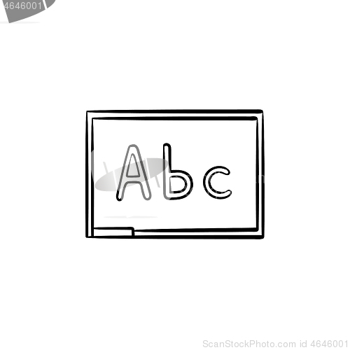 Image of Chalkboard with abc letters hand drawn sketch icon