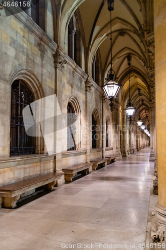 Image of Perspective with arches and columns in the temple in Vienna.