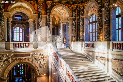Image of VIENNA, AUSTRIA - November 11, 2015: Beautiful decoration of interior palace Schloss Belvedere.