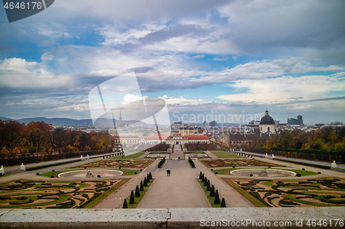 Image of Landscaping view to Unteres Belvedere and regular parterre in Vienna.