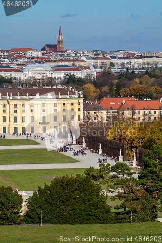 Image of Cityscape with view historical buildings of Schonbrunn Palace in Vienna.