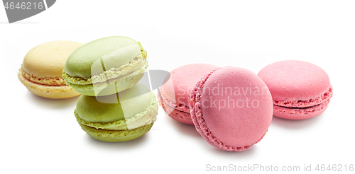 Image of various macaroons on white background