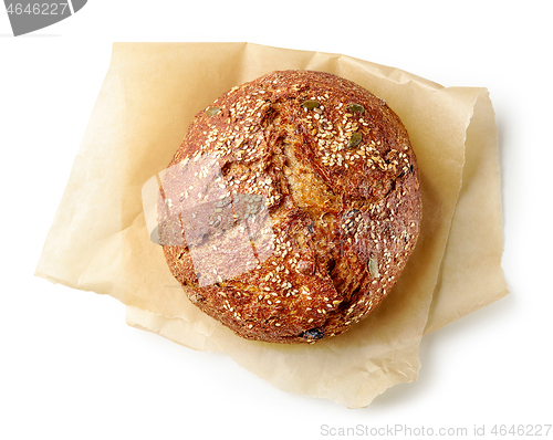Image of freshly baked bread on baking paper