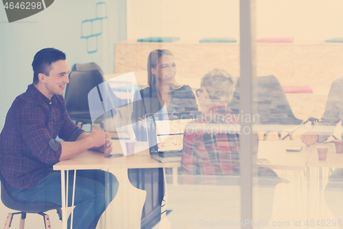 Image of startup business team on meeting at modern office