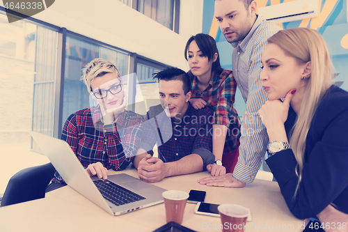 Image of startup business team on meeting at modern office