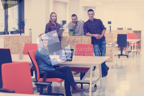 Image of business people group portrait at modern office