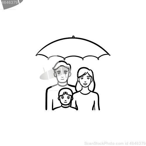 Image of Insurance of family hand drawn sketch icon.