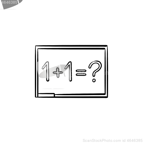 Image of Blackboard with math task hand drawn sketch icon.