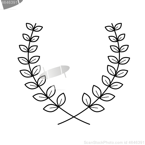 Image of Laurel wreath vector line icon.