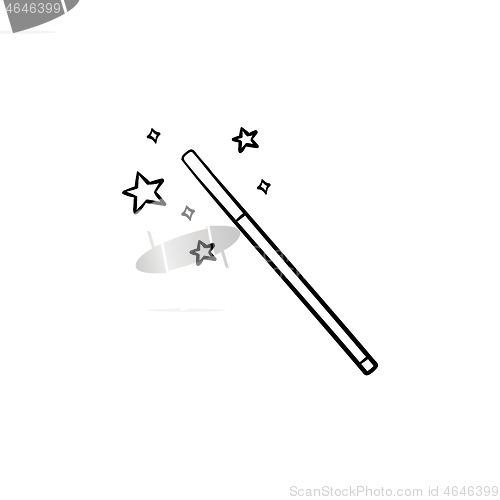 Image of Magic wand hand drawn sketch icon.