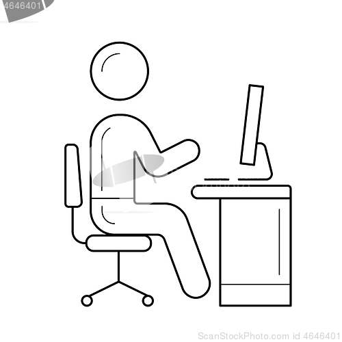 Image of Working person vector line icon.