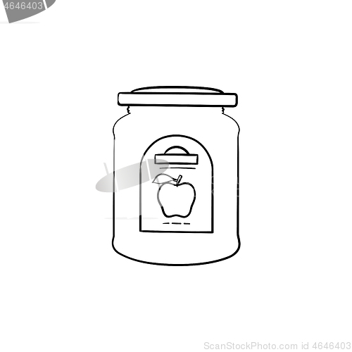 Image of Apple jam in a glass jar hand drawn sketch icon.