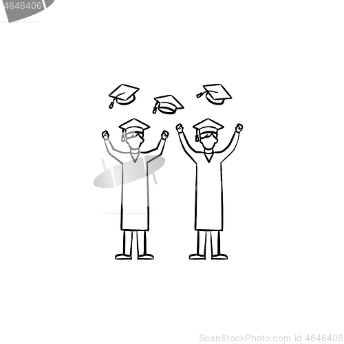 Image of University graduates hand drawn sketch icon.