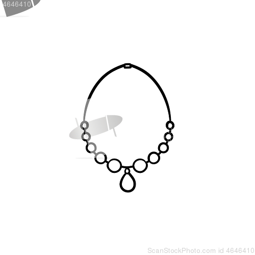 Image of Necklace with gem hand drawn sketch icon.