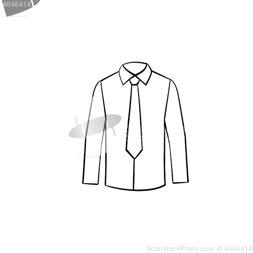 Image of Shirt with necktie hand drawn sketch icon.