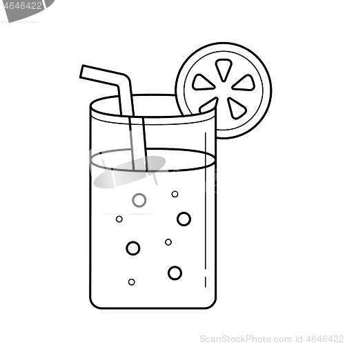 Image of Orange juice with straw vector line icon.
