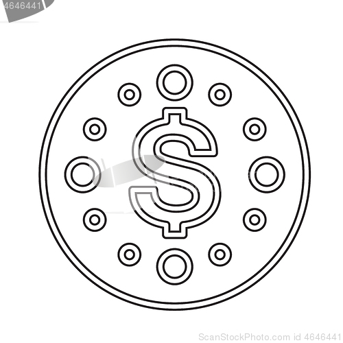 Image of Round dollar coin vector line icon.