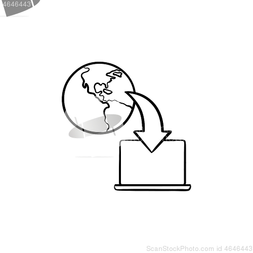 Image of Online education hand drawn sketch icon.