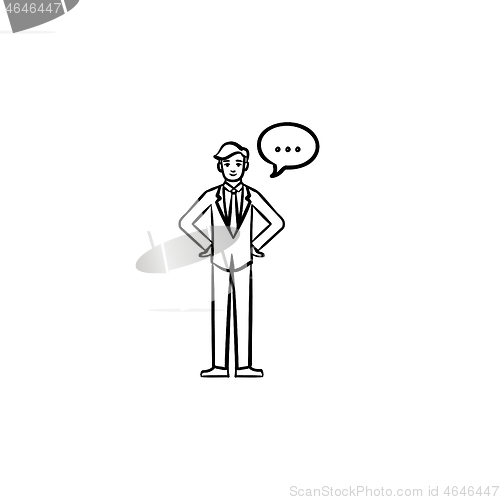 Image of Talking person hand drawn sketch icon.