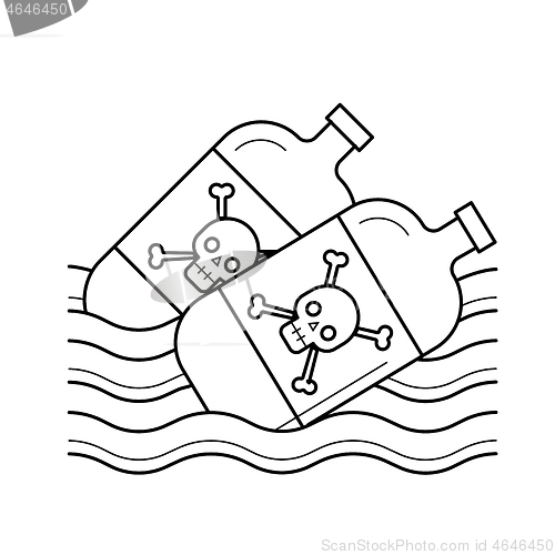 Image of Sea pollution vector line icon.