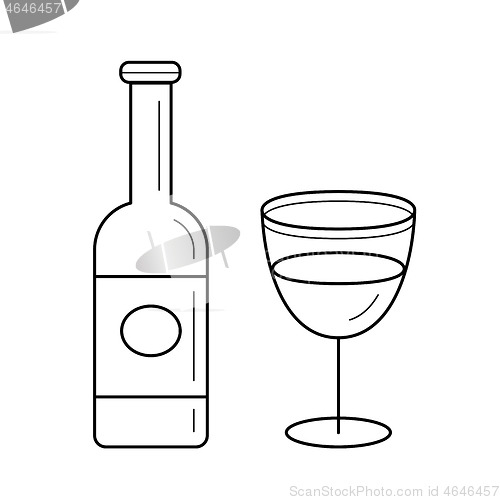 Image of Wine bottle vector line icon.