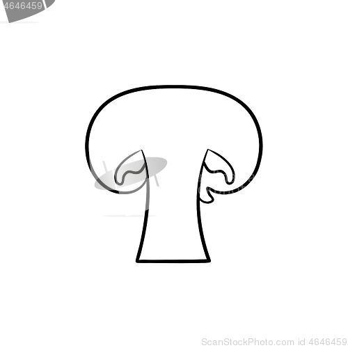 Image of Button mushroom hand drawn sketch icon.