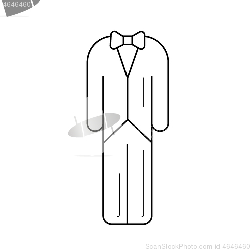 Image of Wedding suit vector line icon.