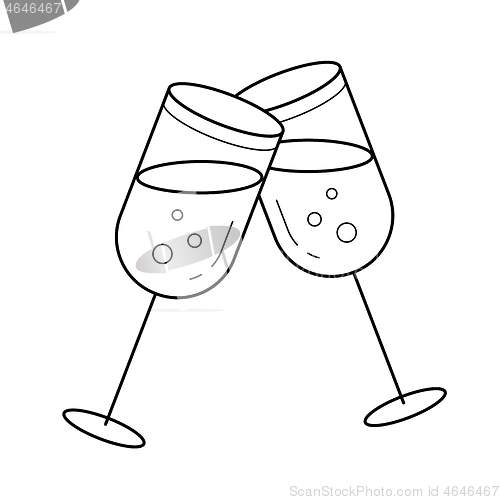 Image of Champagne glasses vector line icon.