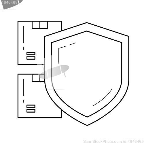 Image of Package insurance vector line icon.