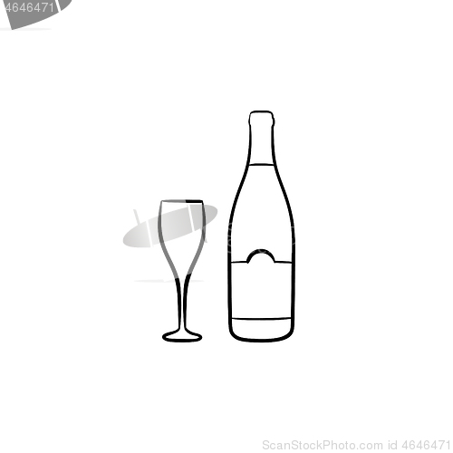 Image of Wine bottle hand drawn sketch icon.