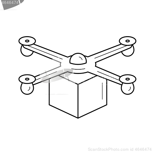 Image of Drone delivery vector line icon.