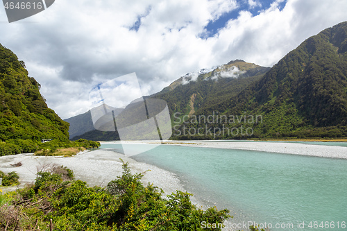 Image of riverbed landscape scenery in south New Zealand