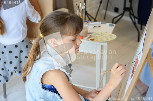 Image of taking children to the studio behind easels