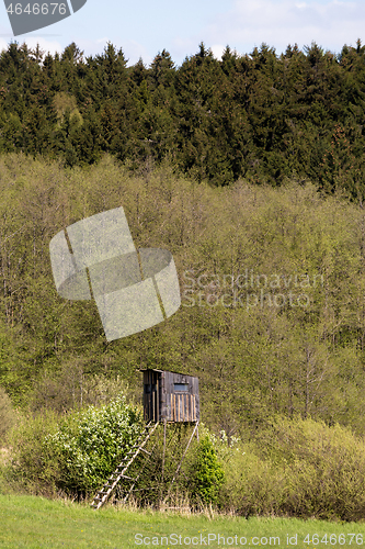 Image of Wooden Hunters High Seat, hunting tower