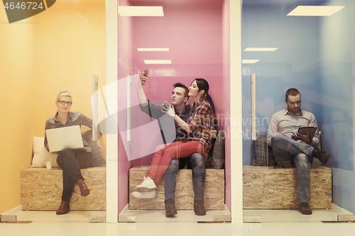 Image of group of business people in creative working  space