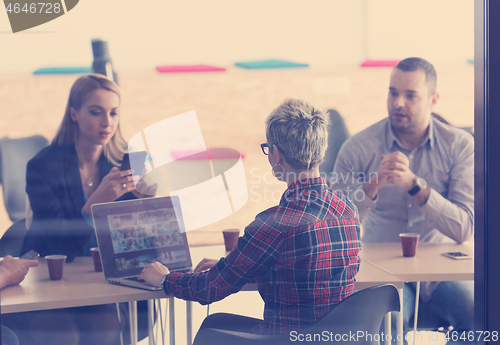 Image of startup business team on meeting at modern office