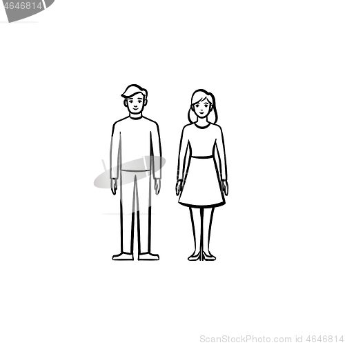 Image of Couple in love hand drawn sketch icon.