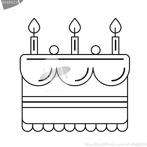 Image of Birthday cake vector line icon.