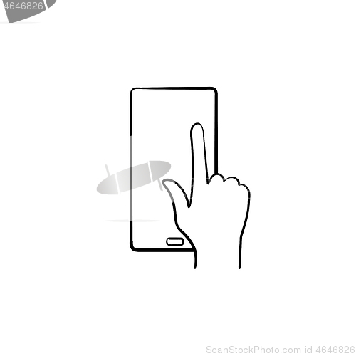 Image of Phone touchscreen hand drawn sketch icon.