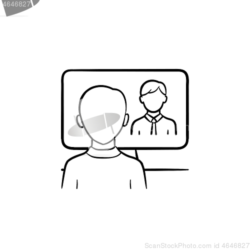 Image of Man in the office hand drawn sketch icon.
