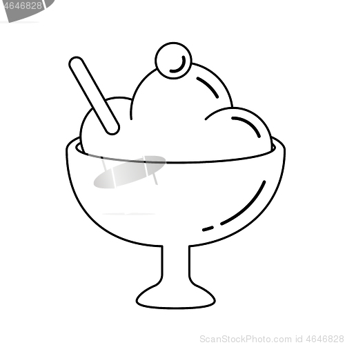 Image of Ice-cream vector line icon.