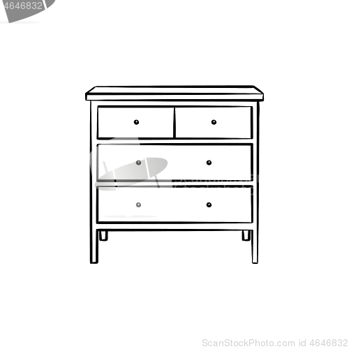 Image of Chest of drawer hand drawn sketch icon..