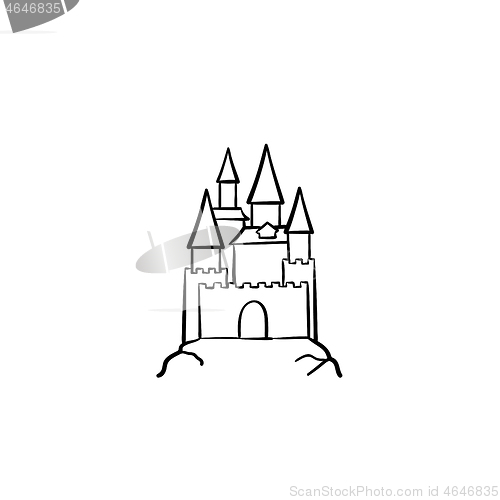 Image of Fairytale castle hand drawn sketch icon.