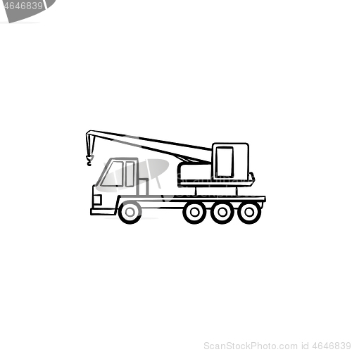 Image of Mobile crane hand drawn sketch icon.