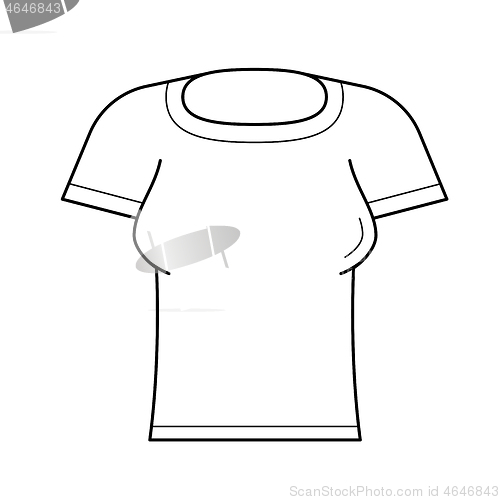Image of Woman tight t-shirt vector line icon.