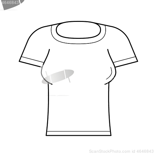 Image of Woman tight t-shirt vector line icon.