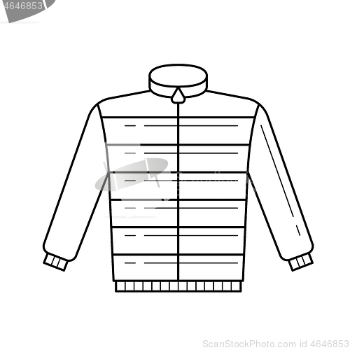 Image of Down feather jacket vector line icon.