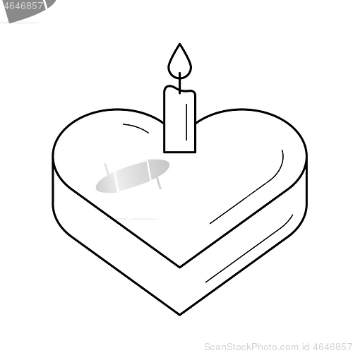 Image of Sweet heart cake vector line icon.