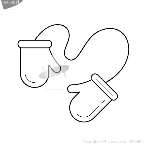 Image of Baby mittens vector line icon.