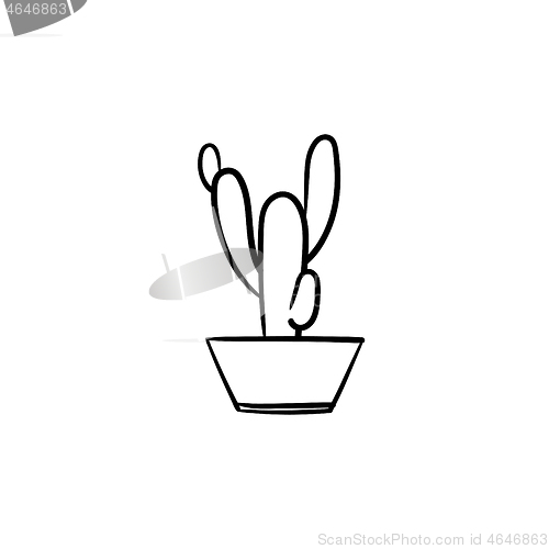 Image of Cactus in a pot hand drawn sketch icon.